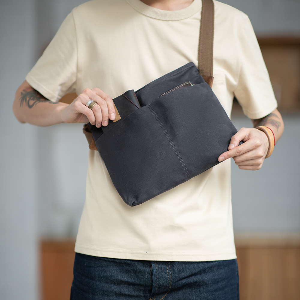 Maden-Bolso de hombro Retro Diagonal para hombre, bolsa de cera de aceite, resistente al desgaste, antiguo, impermeable, ajustable, lona, 16oz