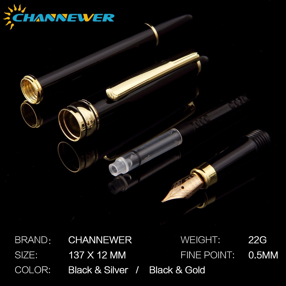 STONEGO 5 SIZE lassical Metal Black Fountain Pen Converter Calligraphy Pens for Writing Drawing Journal Business Pens