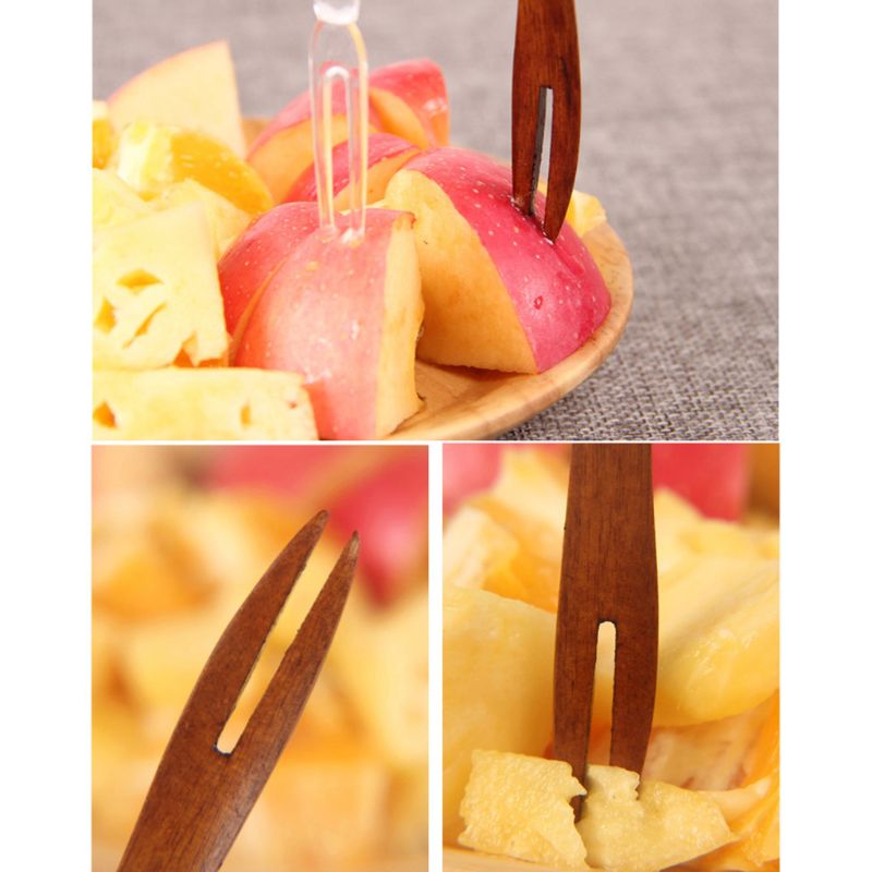 Houten Dessert Fruit Serveren Vork Dining Servies Gebruiksvoorwerp Tools Bestek