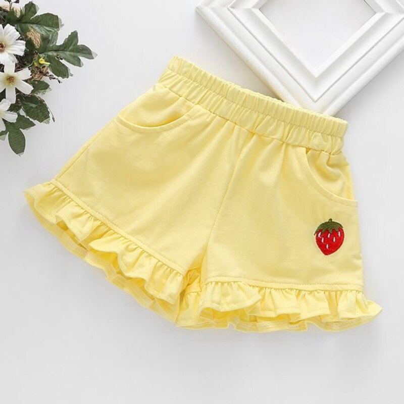 Été enfants coton Shorts pour filles Shorts enfant en bas âge culotte enfants plage courte sport pantalons Leggings bébé vêtements saison: YELLOW / 24M