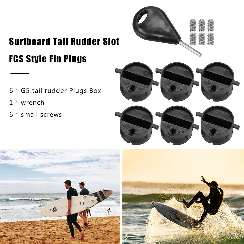 6Pcs Surfplank Staart Roer Slot Fcs Stijl Fin Stekkers G5 Leash Stekkers Doos Met Schroeven Key Wrench