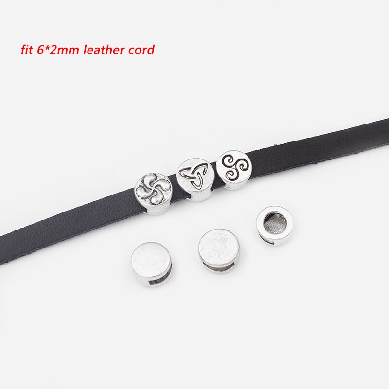 1 pacote antigo redondo triskele trisk espiral slider espaçador caber 10mm cabo de couro liso pulseira jóias descobertas fazendo