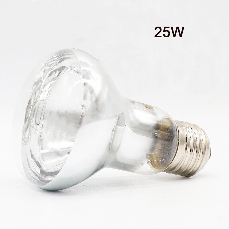 Lámpara calefactora para reptiles, luz roja cálida de noche, aislamiento térmico para lagartos, tortugas, iluminación de animales: Transparent-25W