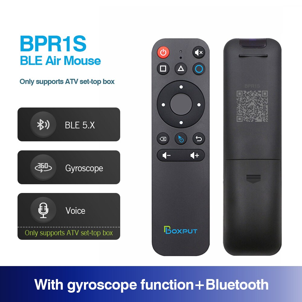 Ratón inalámbrico BPR1S/G10S con voz, mando a distancia con giroscopio de 2,4G, aprendizaje IR, para H96 MAX, X88 PRO, X96 MAX, Android TV Box: BPR1S with Gyro