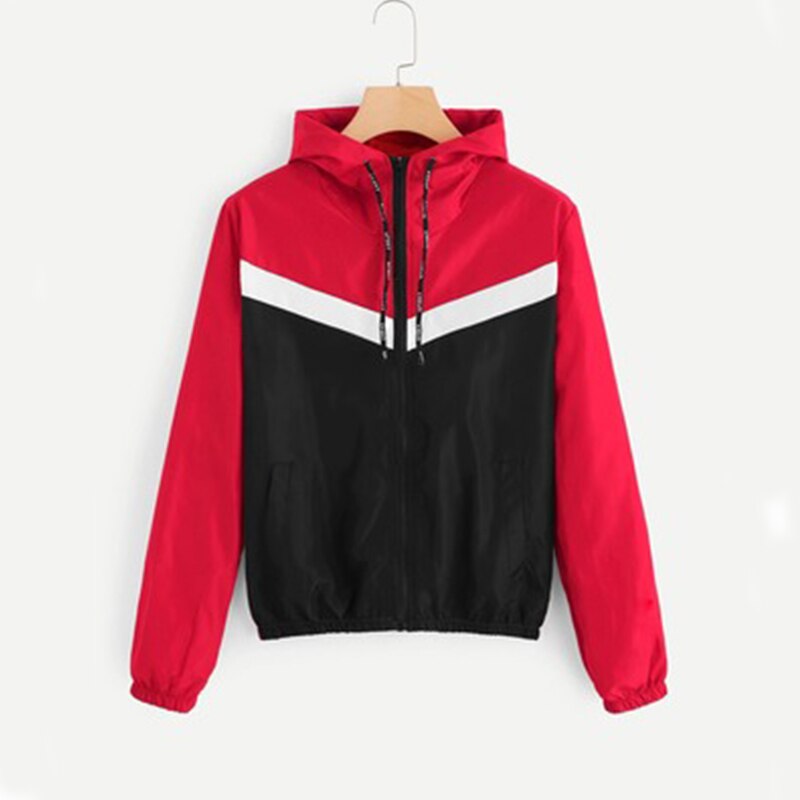 Chaqueta cortavientos con capucha y cremallera para mujer, chaqueta impermeable ligera para deportes al aire libre y senderismo, informal, a la , nueva: B / S