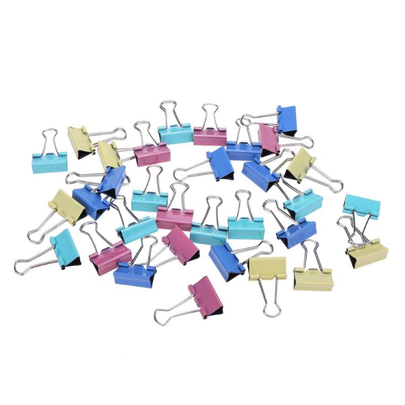 60PCS/lot 15mm Colorful Metal Binder Clips Office Stationery Paper Clip Office Stationery Binding Supplies Stainless Steel clipe