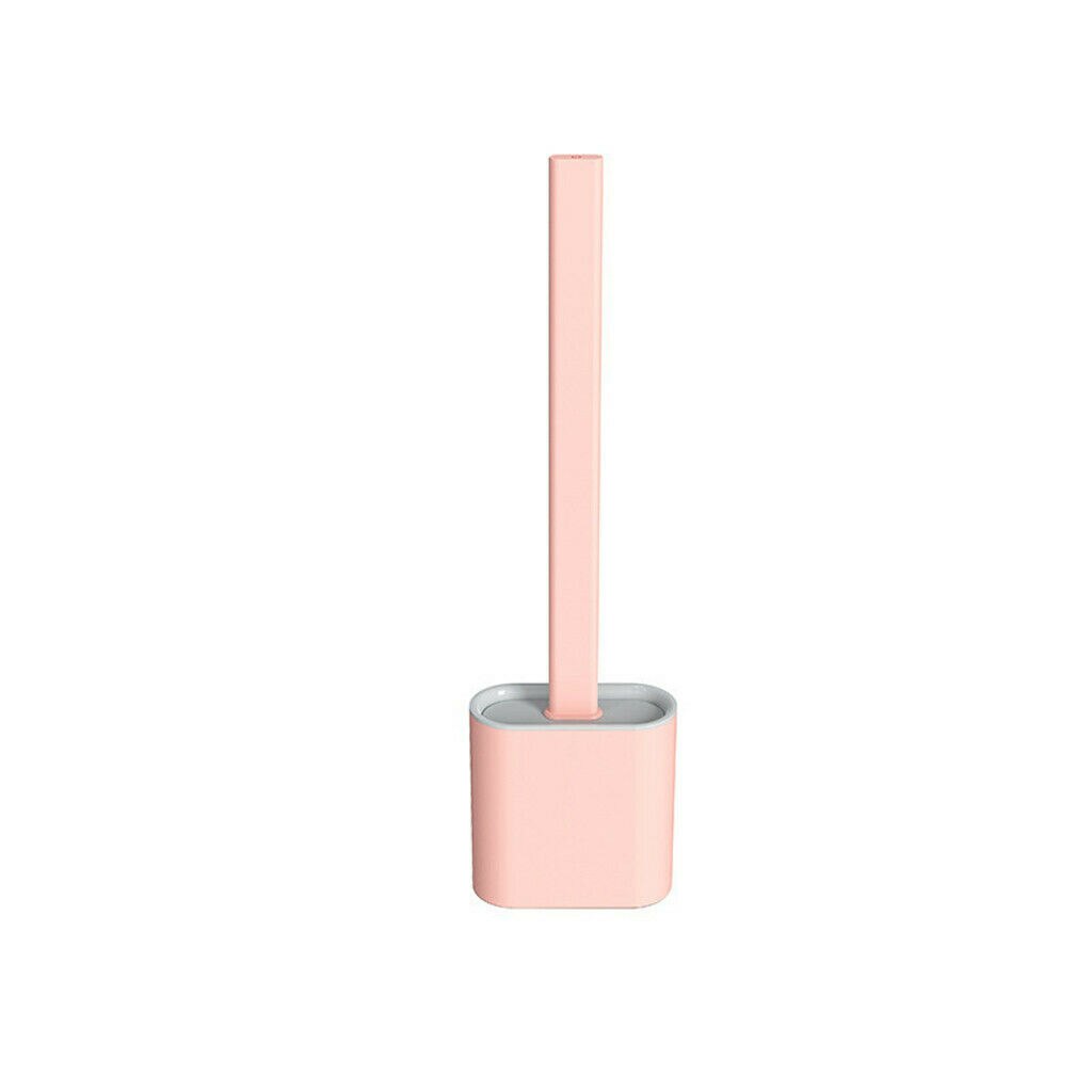 Brosse WC en Silicone, ensemble de toilettes en poils souples sur pied, salle de bains, support plaque, facile à nettoyer, brosse wc: Pink