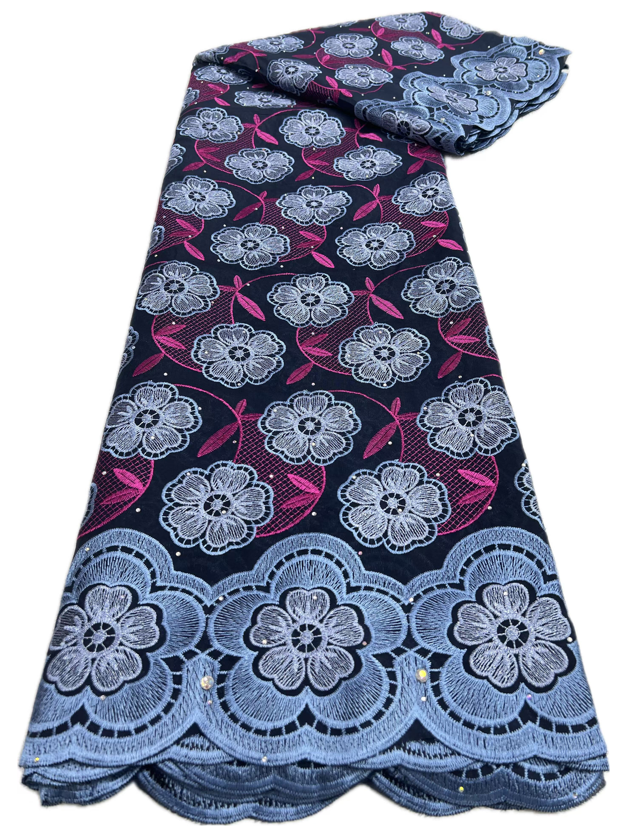 Tecidos de renda de algodão de cetim africano 2025 tecido de renda voile suíço de alta qualidade com pedras tecido de renda nigeriana para vestido: Borgonha