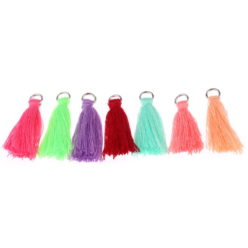 50-200 pçs fio de algodão metal pendurado anel pequeno borla guarnição pingente diy artesanato jóias brincos decoração materiais franja guarnição: 50Pcs