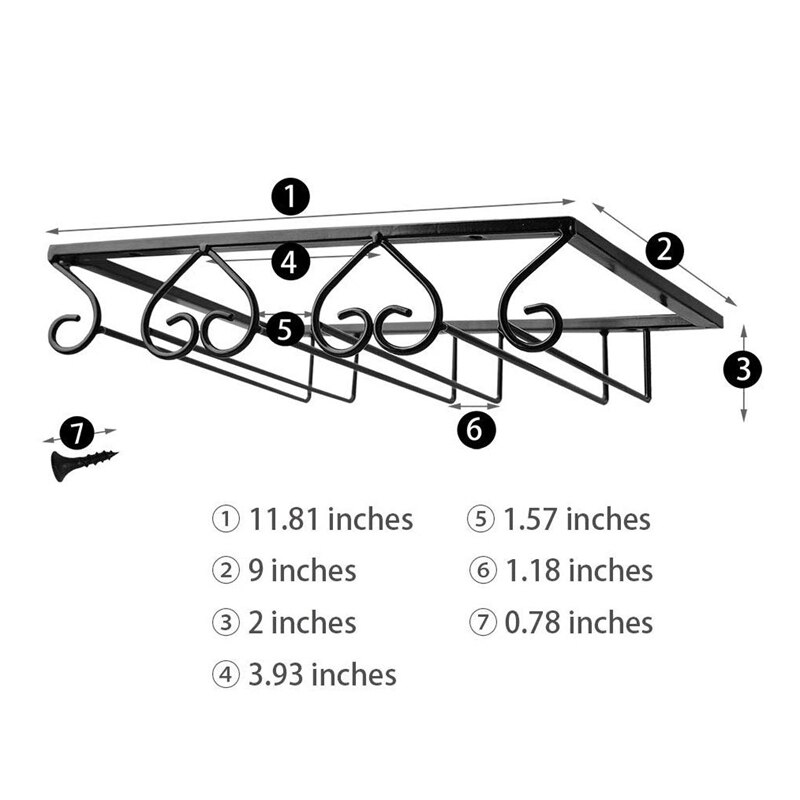 Estante para copa de vino negro soporte de Metal debajo del Gabinete copas de vino organizador de almacenamiento de vasos organizador para Bar Cocina