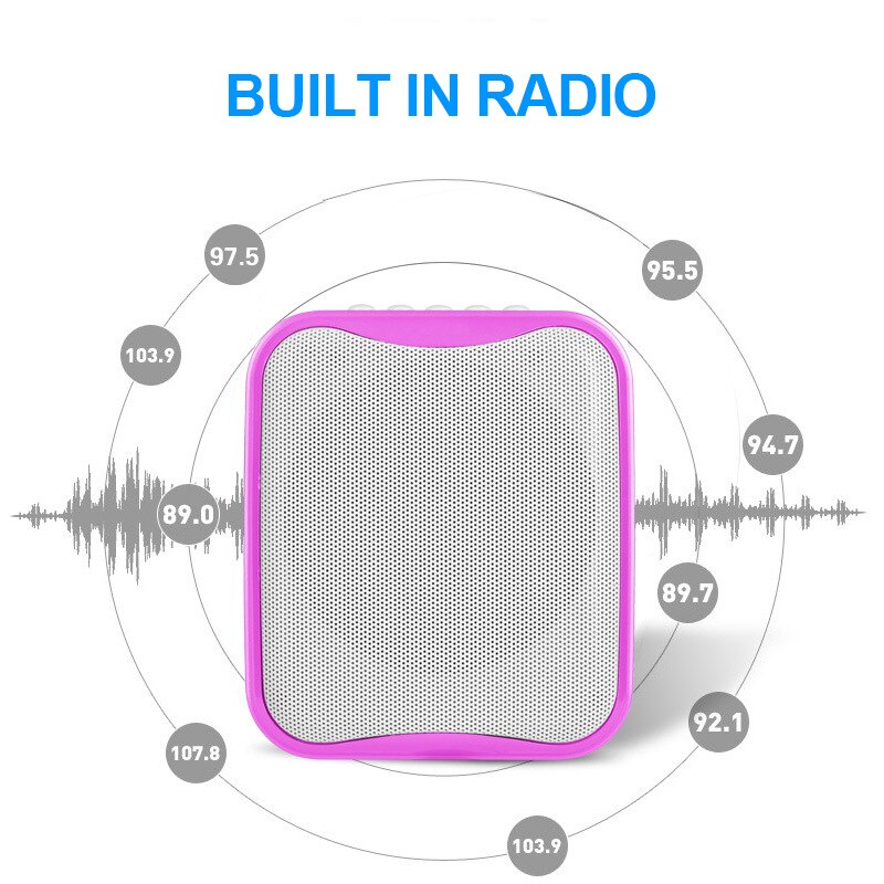 Portable Voice Amplifier Wearable Megaphone with Mic Belt 3000 mAh Speaker for Teachers Tour Guide Support FM Radio TF Card