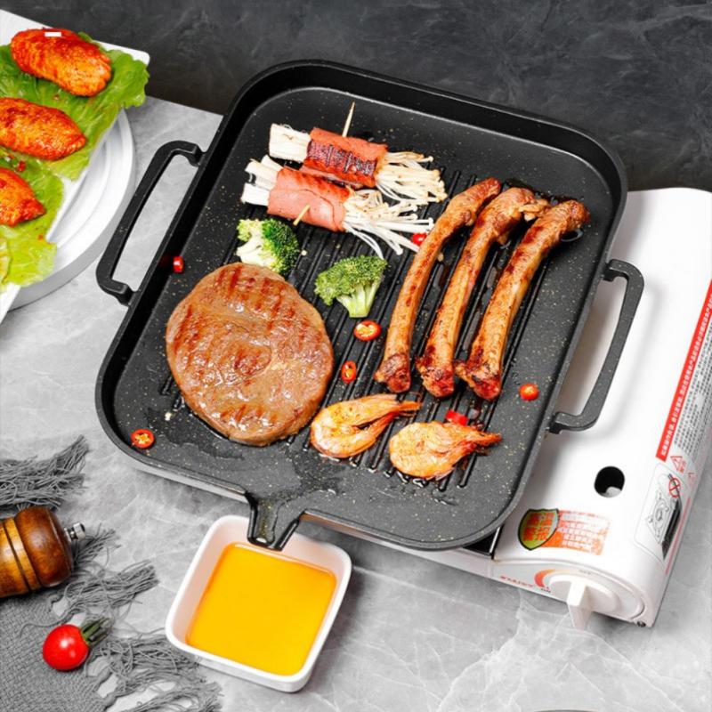 Korean Induction Cooker Grill Pan Square Grill Pan Teppanyaki Smokeless Non-stick Barbecue Pan