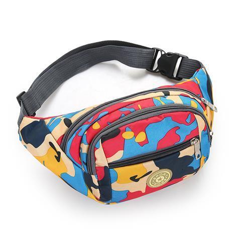 Colorful Waist bag Waterproof Travel Fanny Pack Mobile Phone Waist Pack Belt Shoulder Bags crossbody bags for men and women: Blue Pink camouflage