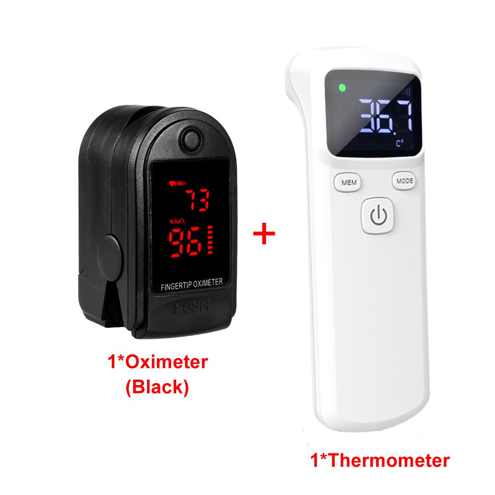 Pulsómetro Digital con Clip para dedo pulsómetro, Sensor de saturación de oxígeno en sangre para el hogar: B Add Thermometer