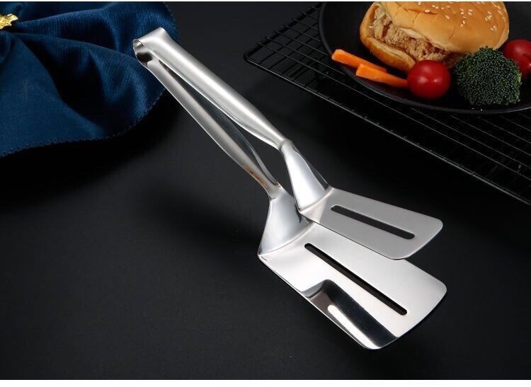 Kitchen Stainless Steel Frying Spatula Kitchenware Pancakes Fried Fish Spatula Clamp Pizza Steak Spatula Clip Kitchen Tools