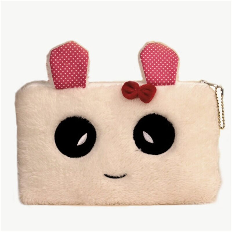 Meisje Portemonnee tas PU Leer Kinderen Portemonnee Doos Tas Schattige Konijn Mini Geldzak Baby Crossbody Portemonnee: B  White rabbit