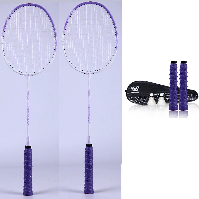 Ultra Light Double Badminton Racquet Carbon Lightest Playing Badminton Whole 2pcs Elementary Exercises Badminton Rackets Set: Plum