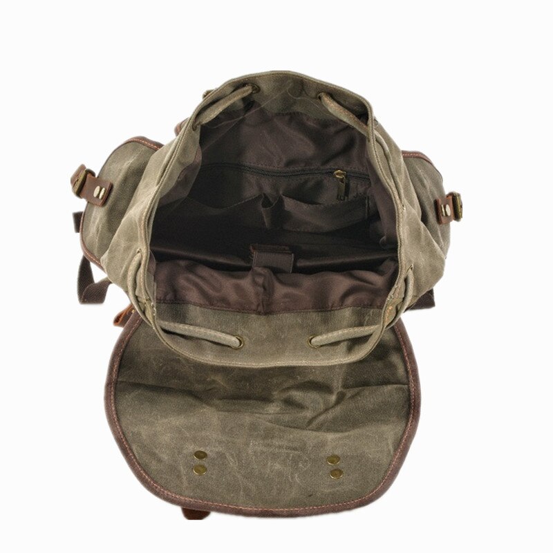 Vintage Tas Canvas Lederen Rugzakken Voor Mannen Laptop Daypacks Waterdichte Canvas Rugzakken Grote Waxed Bergbeklimmen Travel Pack