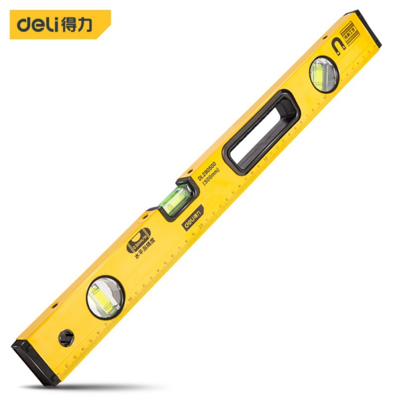 Deli Horizontal Ruler Aluminum Alloy Multi-Angle Horizontal Measuring Ruler Level Instrument High Intensity Magnetic DL291000: 500MM