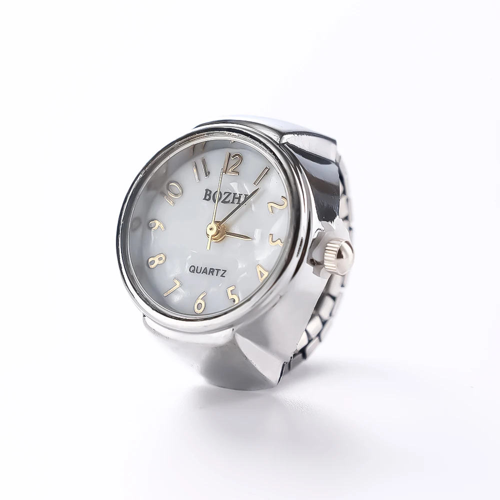 Anillo de reloj colorido para hombre y mujer, puntero Retro plateado, reloj de cuarzo, anillos para dedo, correa de aleación Punk, relojes, accesorios de joyería: Azul cielo