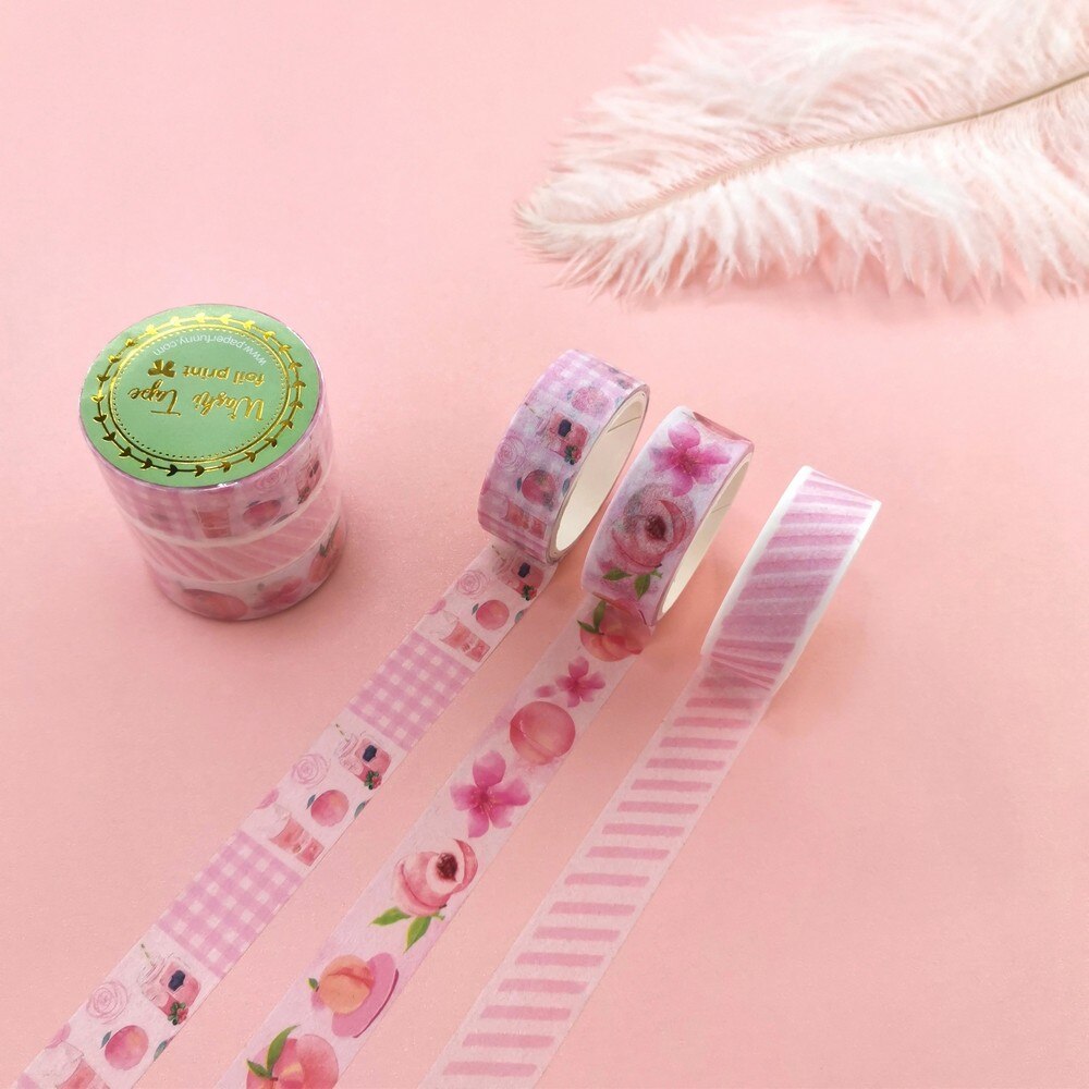 3 Stks/set Geur Washi Tape Set Perzik Leuke Zoete Meisje Scrapbooking Fruit Thema Afplakband Diy Adhesive Deco tape: C