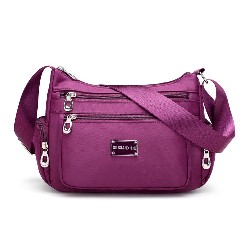 Vrouwen Schoudertas Lady Crossbody Tas Nylon Mode Vrouwen Hobos Messager Zak Aankomst Vrouwelijke Rits Tas zachte: Dark Purple