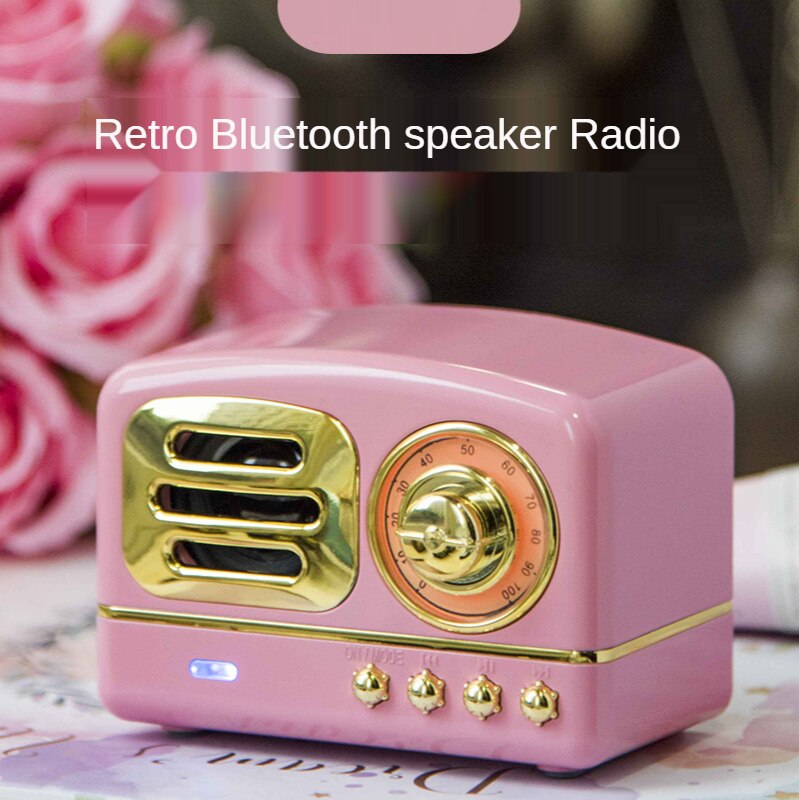 Retro Bluetooth Speaker Radio Portable Mini Wood Grain Subwoofer Plug In Card Mobile Phone Mini Audio