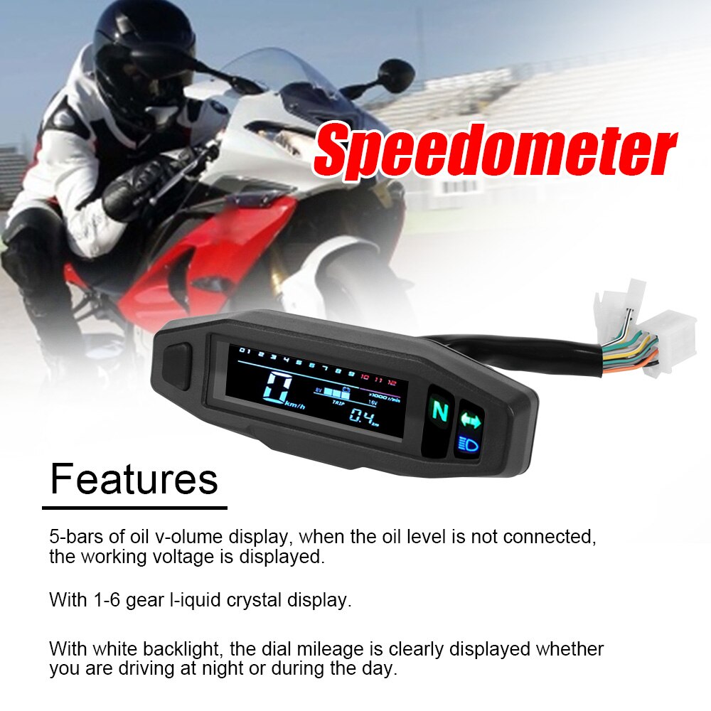 Universal Motor Bike Tachometer Electric Injection Carburetor Instrument Digital Odometer RPM Motorcycle Meter Speedometer Mini