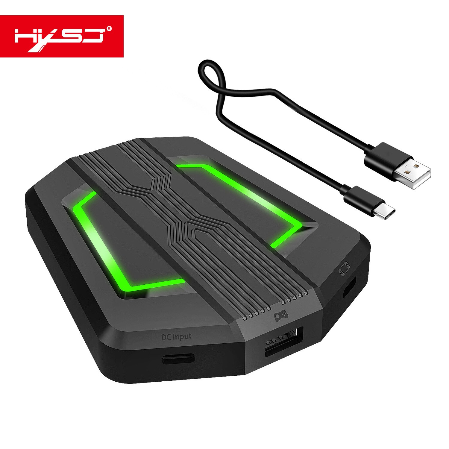 Game Console Keyboard and Mouse Converter set, Mobile phone game one-handed keyboard wired game mouse RGB glow: Single converter