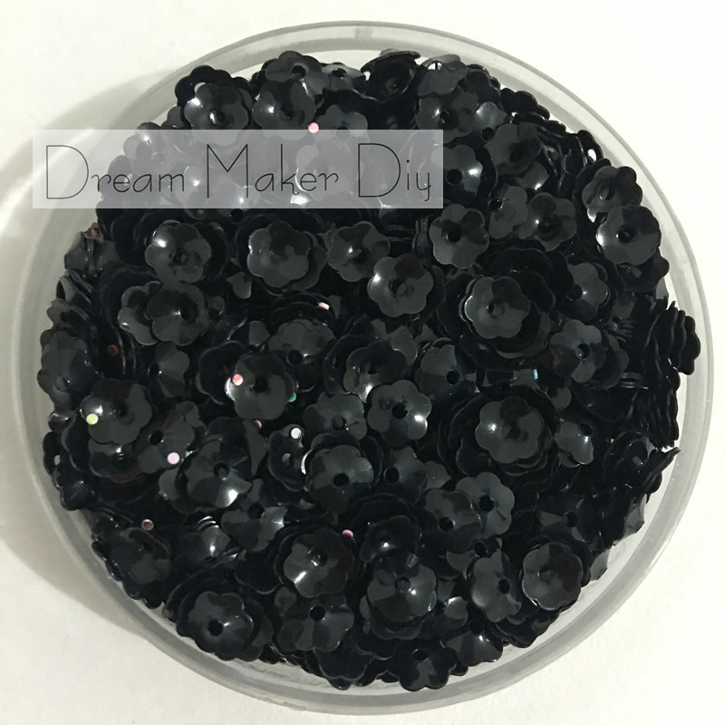 50 gramme 4/6/8/10mm tasse noire fleur fleur brillant en vrac paillettes paillettes Paillette couture, artisanat de mariage pour accessoire de vêtement