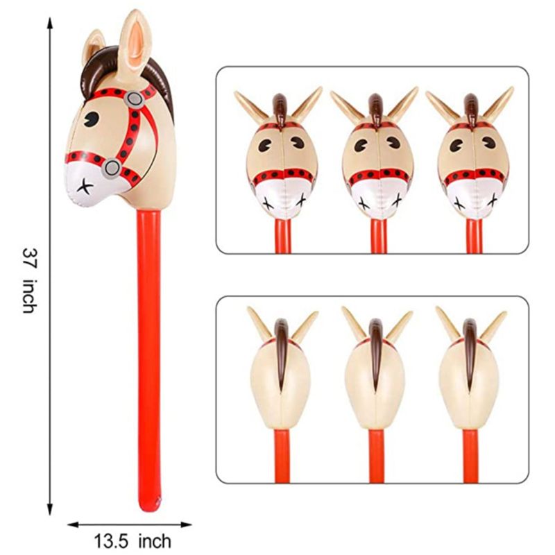 Inflatable Horse Heads Cowgirl Stick PVC Balloon Outdoor Educational Toys