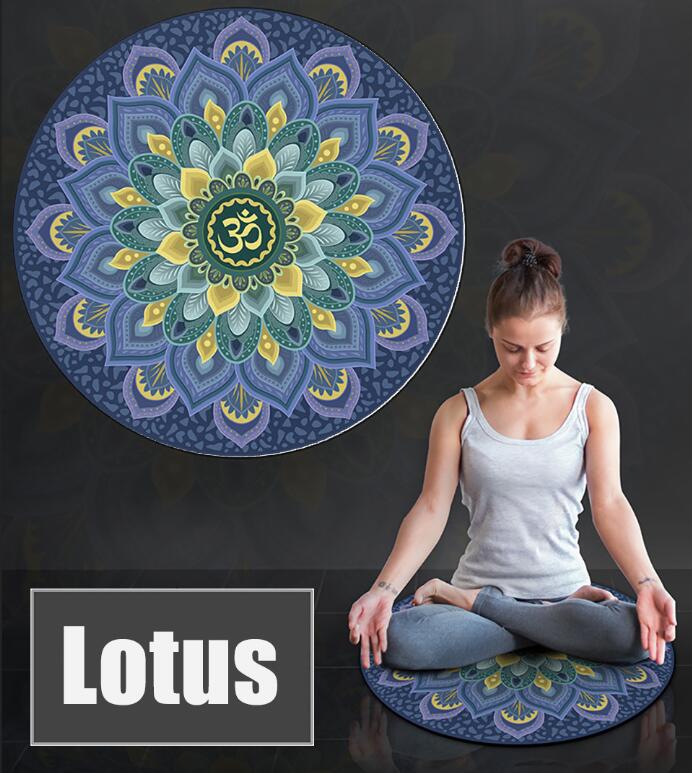 3mm Thick Round Non-slip Natural rubber Mat with Zan Mark Exercise Sport Mat for Fitness Meditation Meditate Carpet: black