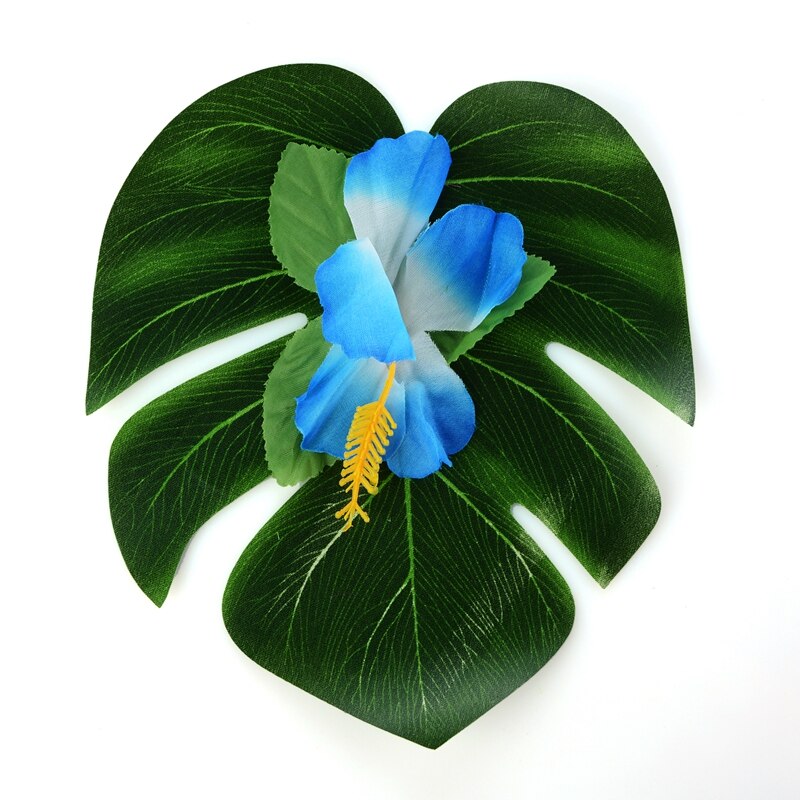 54Pcs/set Party Decor Supplies Tropical Palm Leaves Hibiscus Flowers Simulation Leaf For Hawaiian Jungle Beach Party DIY Decor