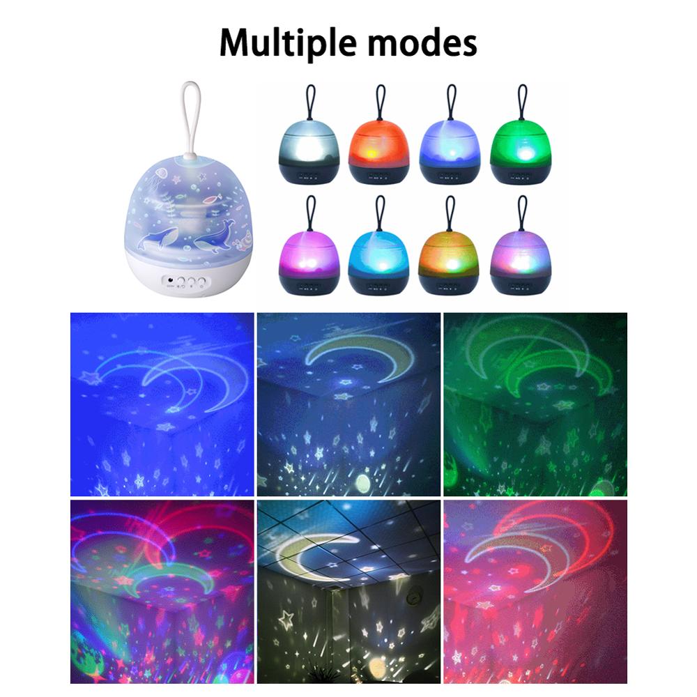 Led Night Light Projector Star Moon Sky Roterende Batterij Operated Bedlampje Voor Kinderen Kids Baby Slaapkamer Nursery