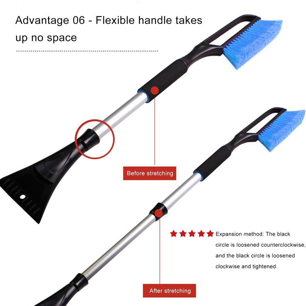 Ice Scraper Extended Pole Expandable Winter Multifunctional Snow Shovel Snow Clearing and Deicing Tools Vehicle Supplies