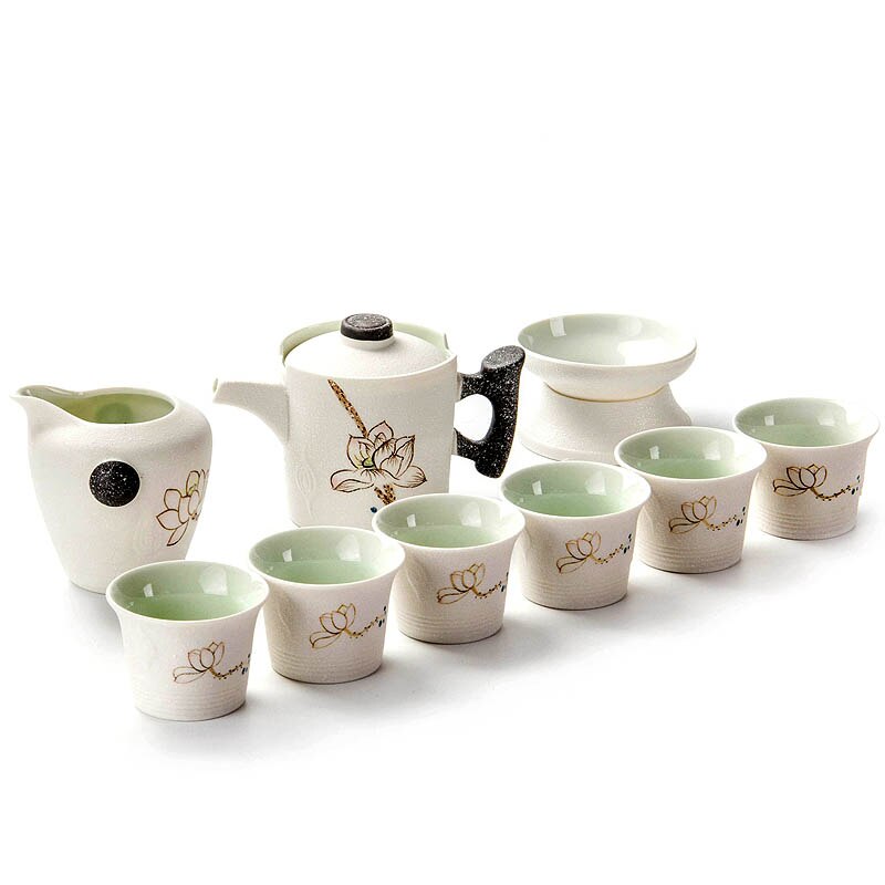 China Kung Fu Thee Set Prachtige Transparante Porselein Theepot en Kopjes Thee Thee Ketel Beste Chinese Keramische Ambachten B021: Default Title