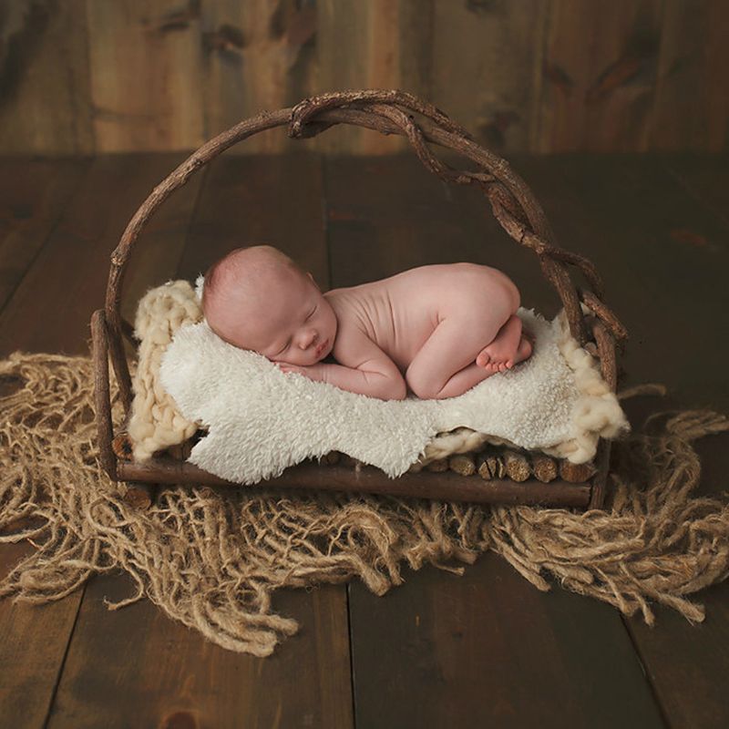 Nyfødt håndværk jute baggrund tæppe baby fotografering prop klodset jute lag netto studio rekvisitter