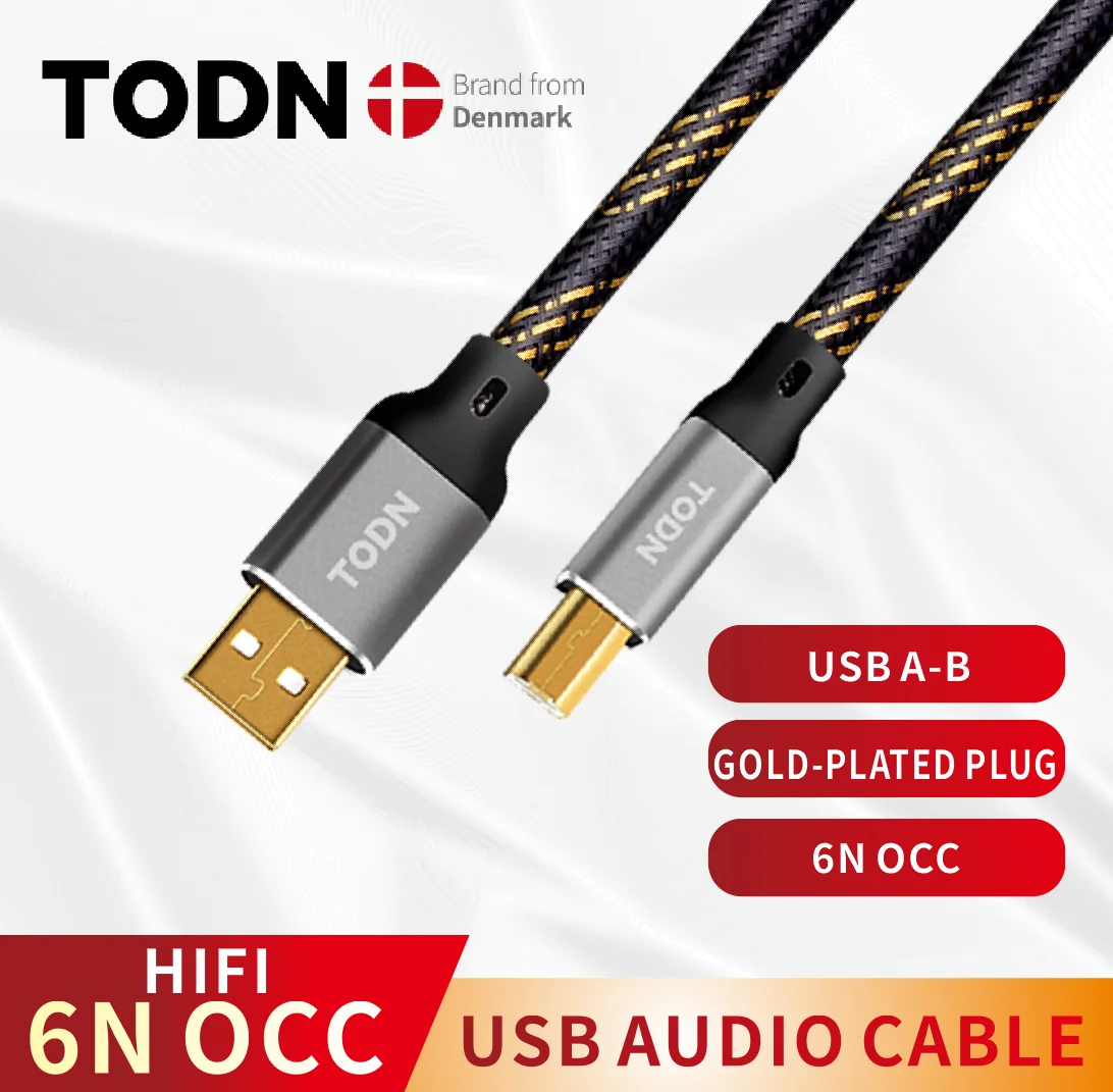 TODN Hifi USB-kabel 6N OCC Type A naar Type B Hifi Data audio digitale kabel voor DAC