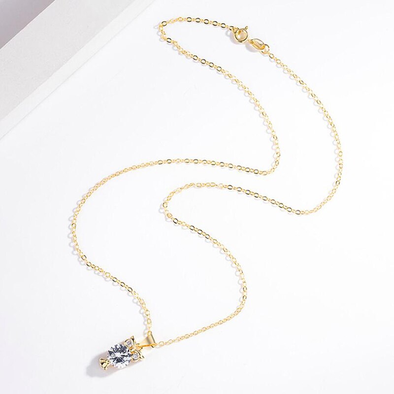 Zn Mode Zirkoon Hangers Uil Ketting Voor Vrouwen Crystal Heart Gold Lange Kettingen Mode-sieraden Cadeau