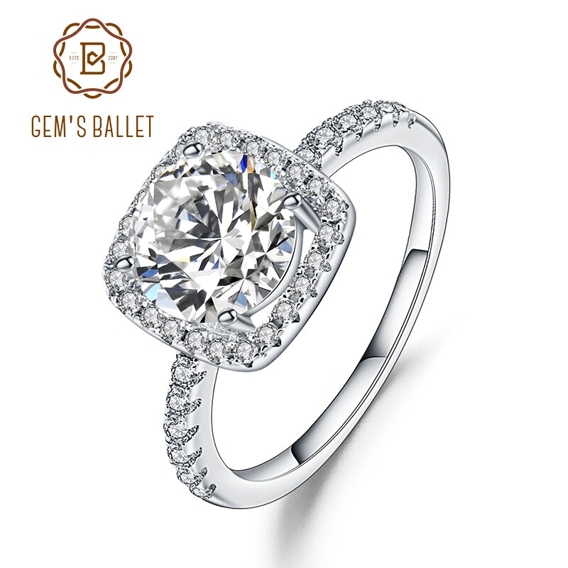 Gem's Ballet 2.57Ct Forever Love Anniversary Cubic Zirconia Finger Ring For Women Genuine 925 Sterling Silver Valentine
