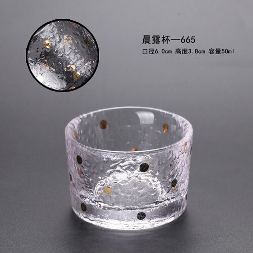 Japanske snapseglas kop krusning guldkant whiskyglas vintage vinglas home kieliszki do wina juice glas  ac50gc: Stil 4-50ml