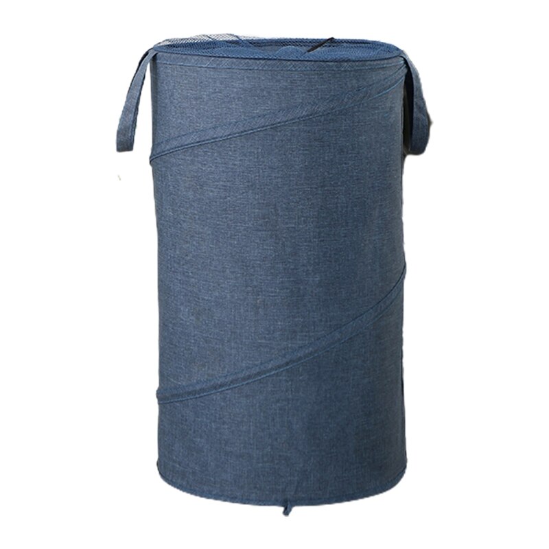 Large Rolling Laundry Basket Wheels Collapsible Tall Laundry Hamper Handle Foldable Dirty Clothing Fold up Baskets: Blue