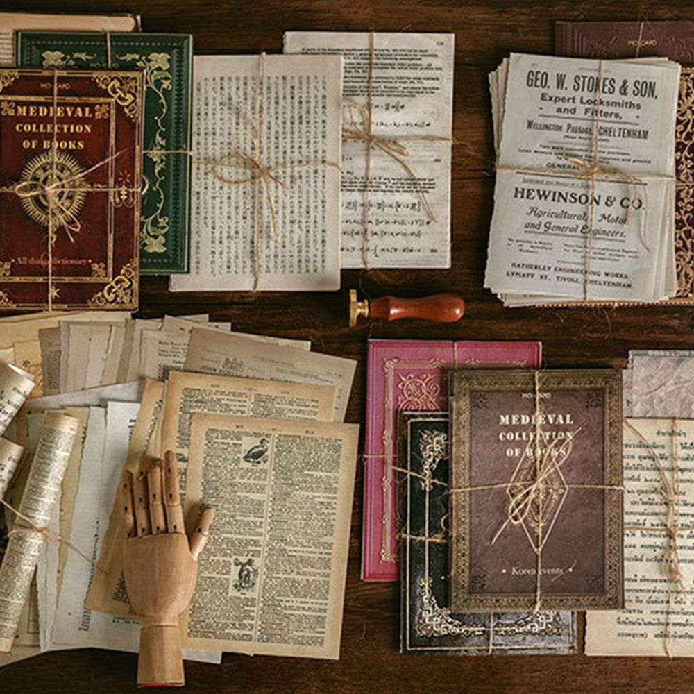 1SET Retro Medieval Book Pages Middle Ancient Book Collection Series Simulation Base Paper Scrapbook Background DIY Materials