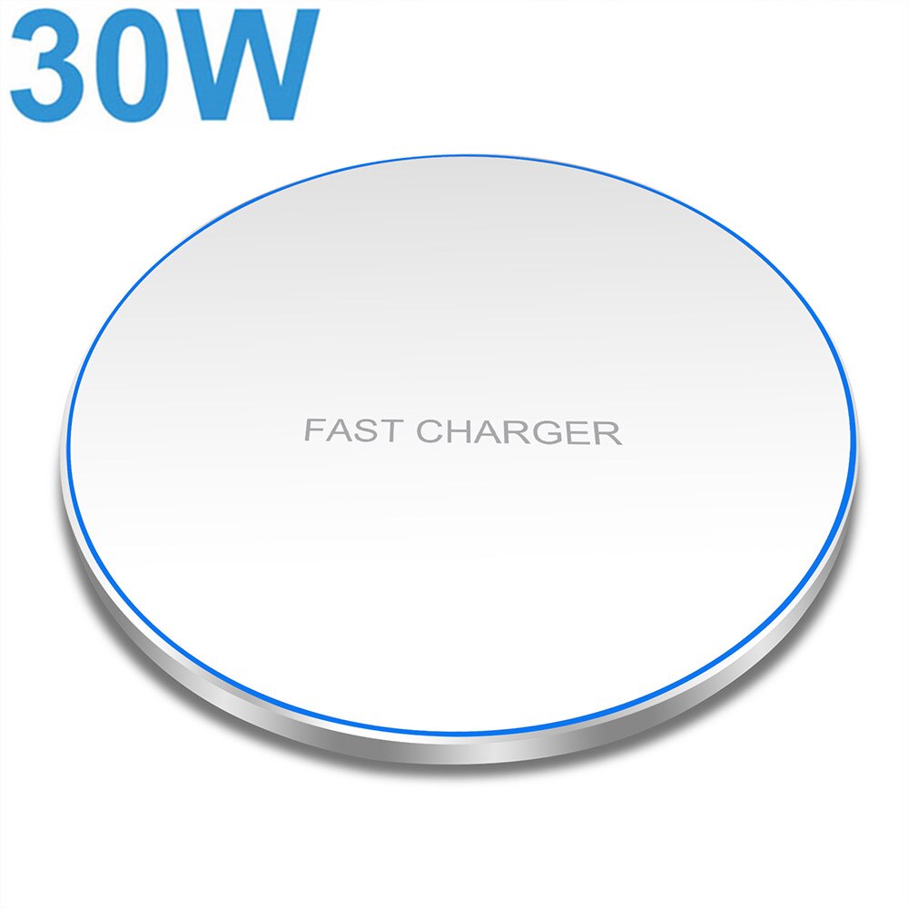 FDGAO 30W Qi Wireless Charger For iPhone 12 11 Pro XS Max Mini X XR 8 Samsung S20 S10 Xiaomi Mi 10 9 Induction Fast Charging Pad: 30W White