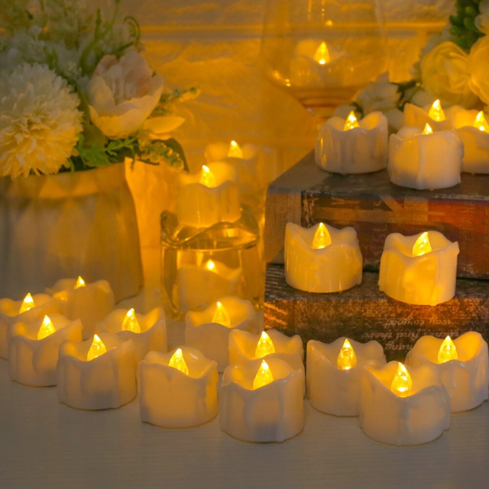 Pack of 12/24 Remote or Not Remote Realistic Bright Battery Operated Flickering Flameless Tea Light Led Candles Lamp Home Decor: C 24Pcs