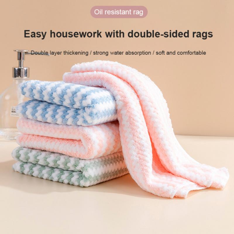 Lingettes en microfibre pour la vaisselle, 5 pièces, chiffon de nettoyage épais, lingette de cuisine, accessoires de nettoyage ménager