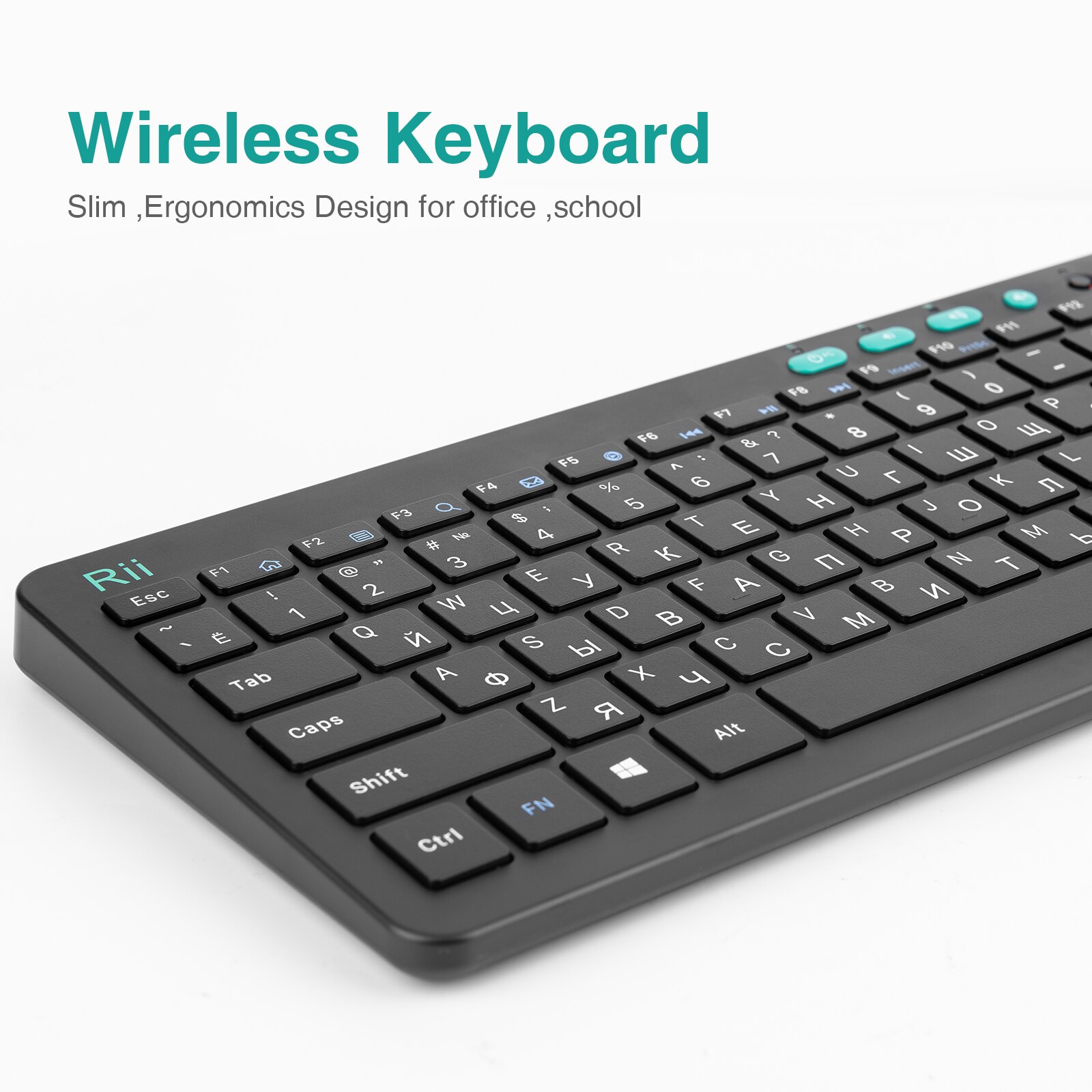 (Limited Edition) Rii RKM709 2.4G Wireless Russian Keyboard &amp; Mouse Combo,Multimedia Office Keyboard for PC,Laptop,Desktop