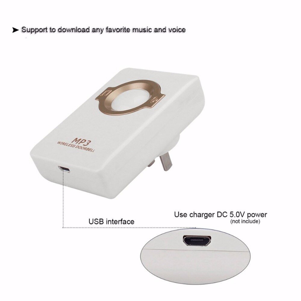 LESHP Novelty Wireless Doorbell Self-powered Remote Button and Receiver MP3 Digital Long Range IP47 Waterproof For Home Security