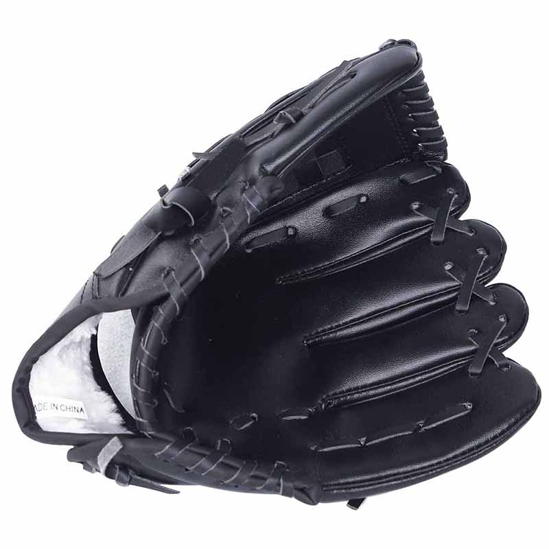 Guantes de béisbol impermeables de PVC para niños, adolescentes y adultos, gruesos, transpirables, guante de entrenamiento deportivo, lanzador de Softball, entrenamiento: Negro / 12.5 inches