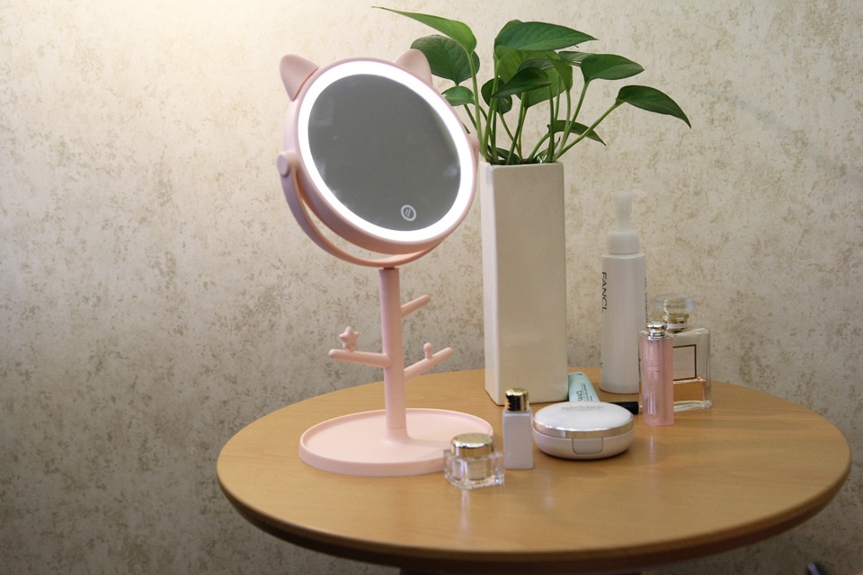 Yujia Draagbare Led Verlichte Make-upspiegel Compact Make Up Pocket Spiegels Vergrootglas Bril Make Cosmetische Hand Spiegel